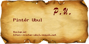 Pintér Ubul névjegykártya